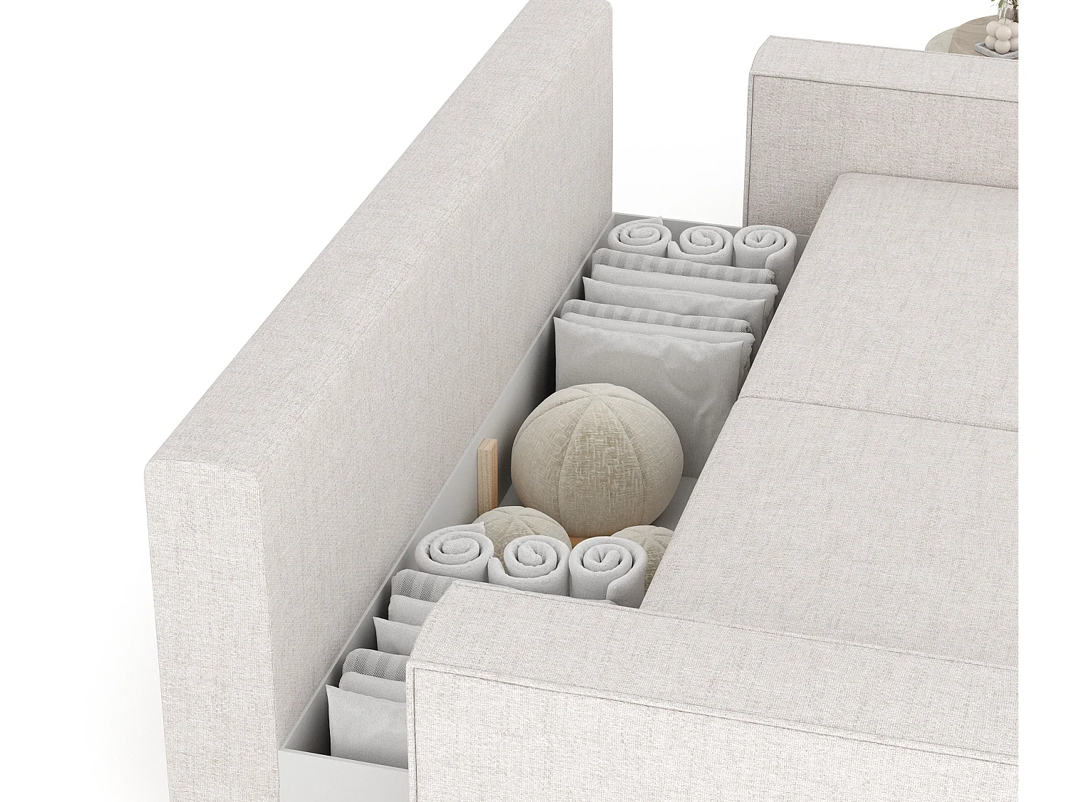 Canapé convertible Leo - toile tissée - 3 places - beige