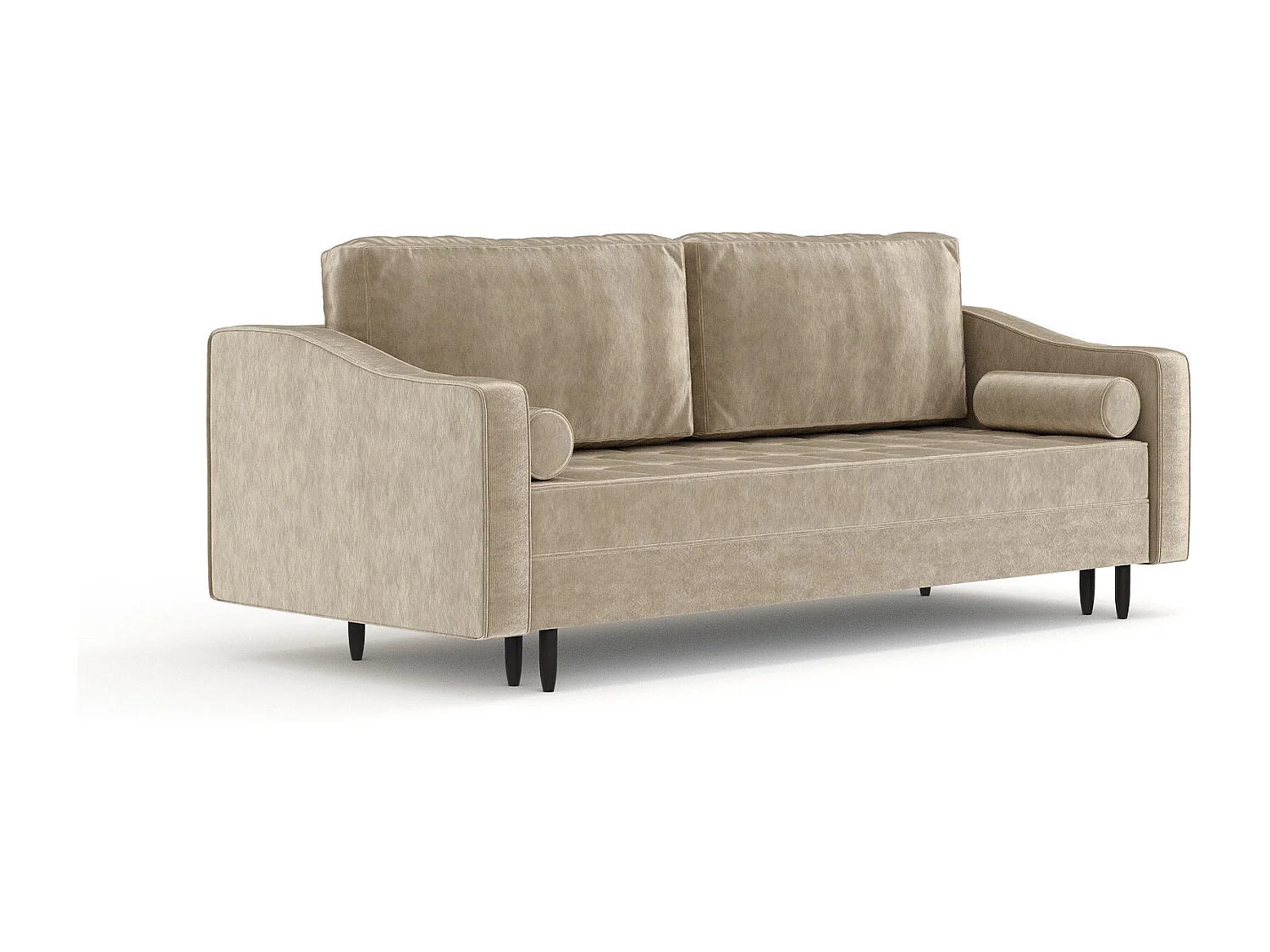 Canapé convertible Zyia - velours - 3 places - beige