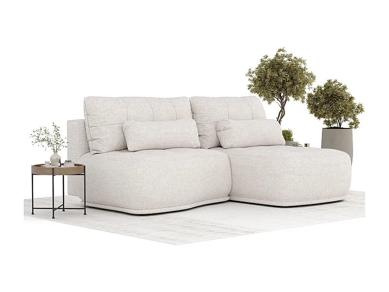 Hoekbank met slaapfunctie van geweven stof Batu - 3 plaatsen - beige