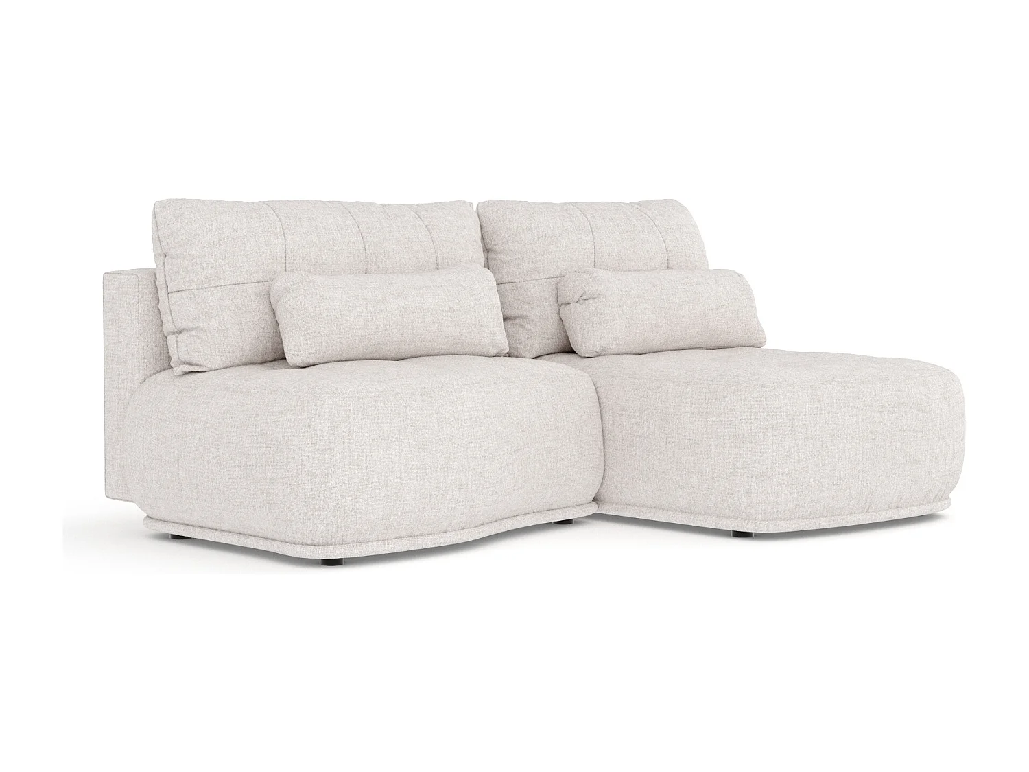 Canapé d'angle convertible Batu - toile tissée - 3 places - beige