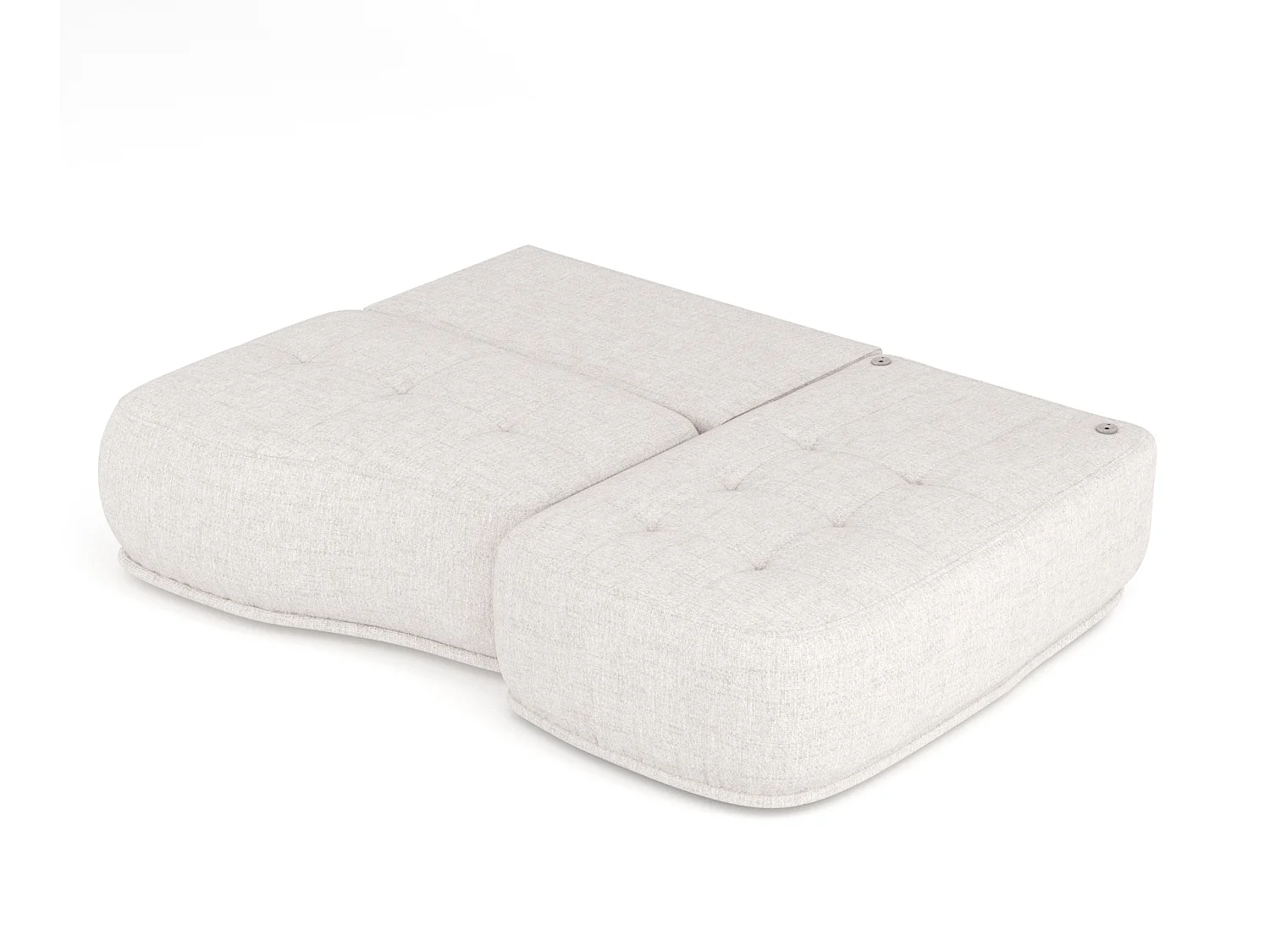 Canapé d'angle convertible Batu - toile tissée - 3 places - beige