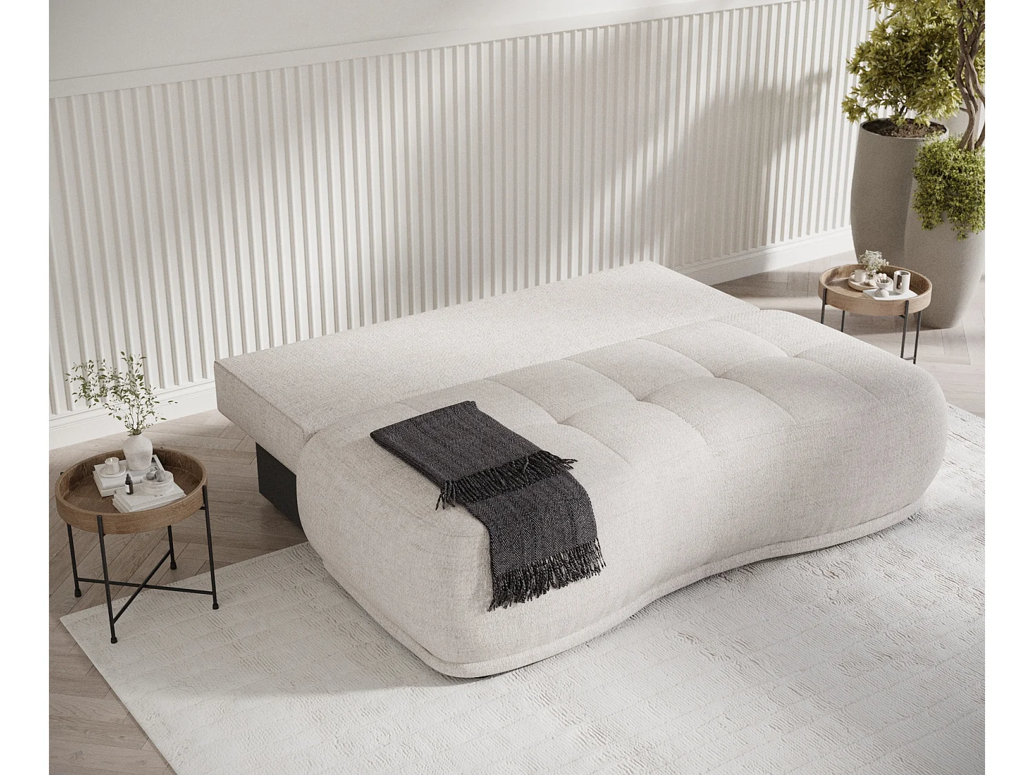 Canapé convertible Cirrus - toile tissée - 3 places - beige