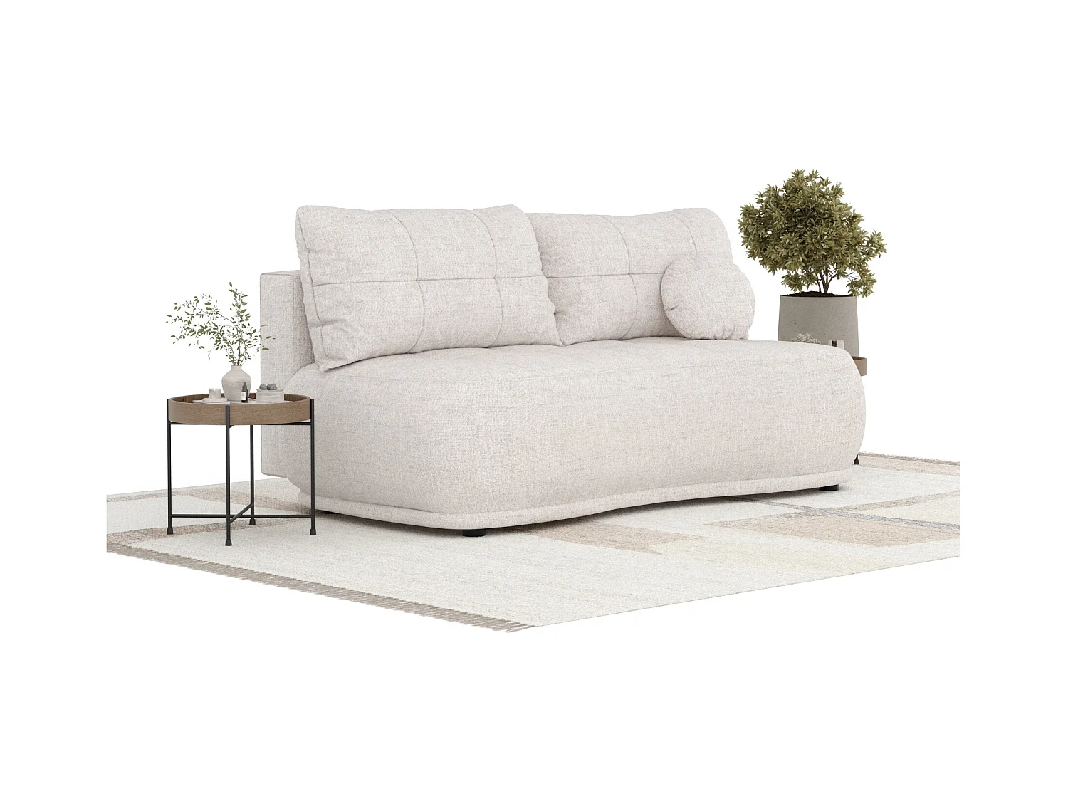 Sofa mit Schlaffunktion Cirrus - Webstoff - Drei-Personen - beige