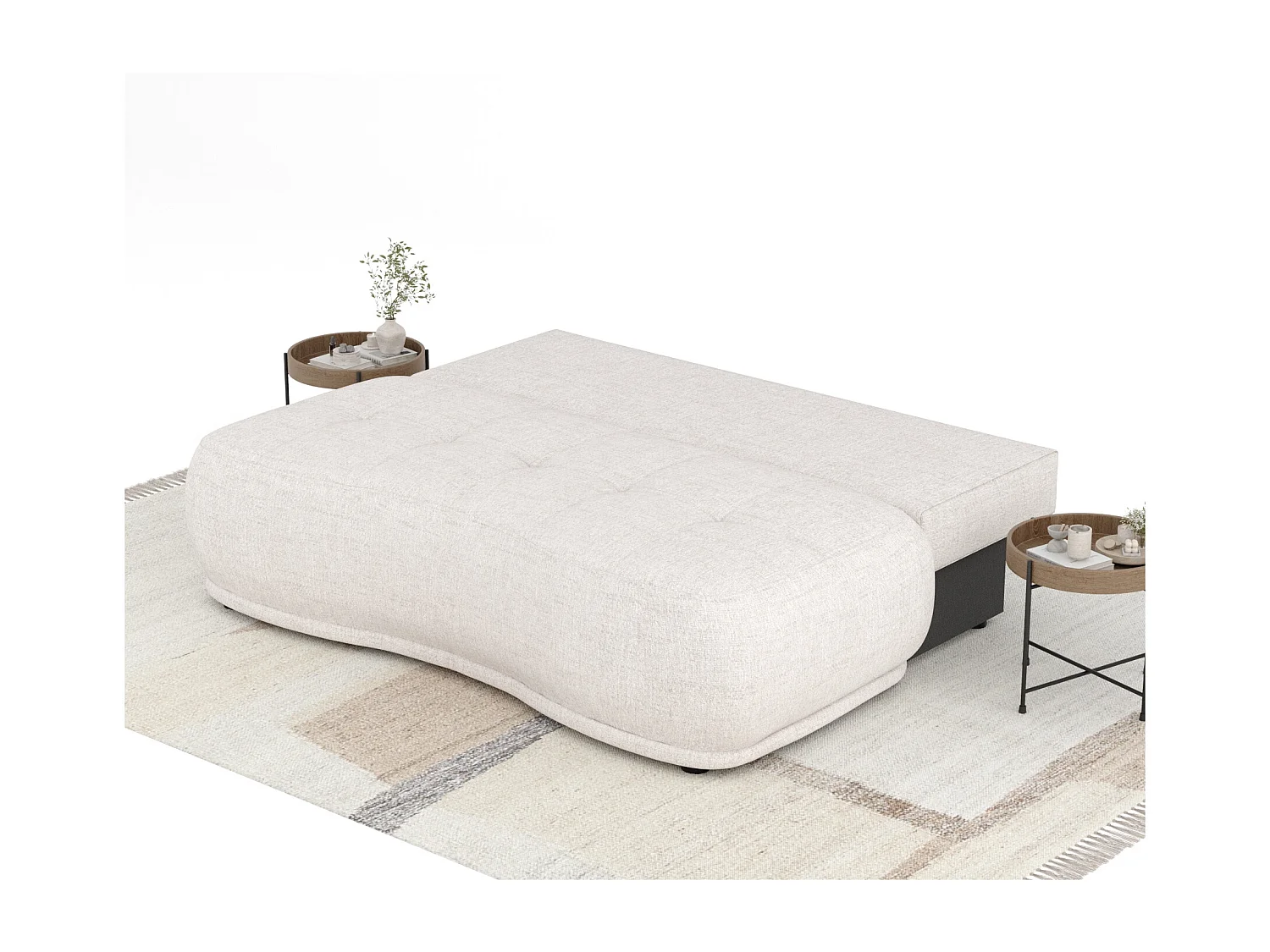 Canapé convertible Cirrus - toile tissée - 3 places - beige