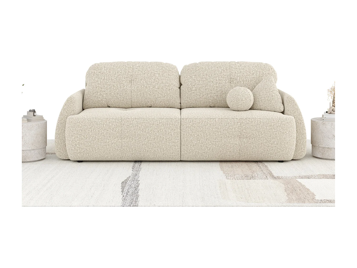Canapé convertible Loca - boucle - 3 places - beige