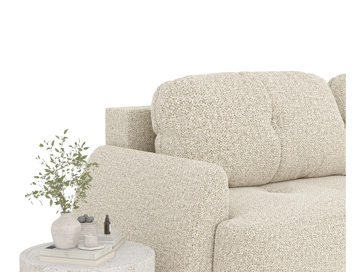 Canapé convertible Loca - boucle - 3 places - beige
