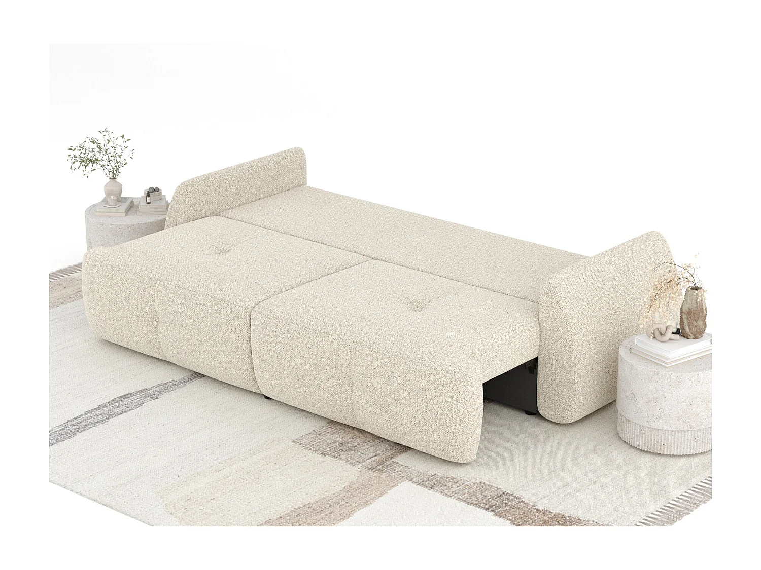 Canapé convertible Loca - boucle - 3 places - beige