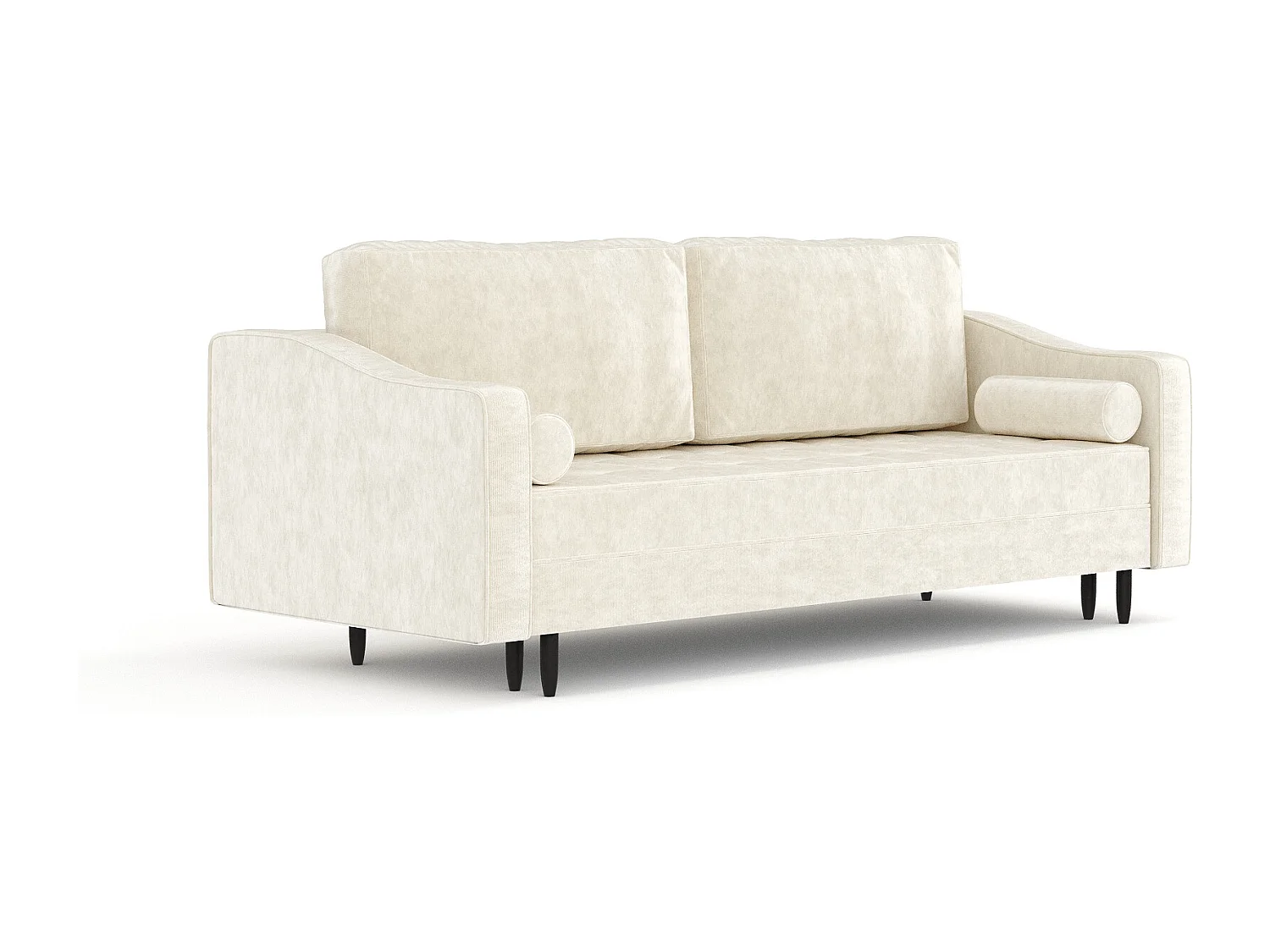 Canapé convertible Zyia - velours - 3 places - ivoire