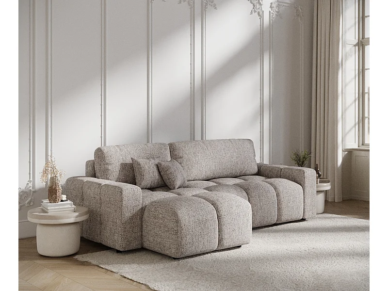 Ecksofa mit Schlaffunktion Ucci - Webstoff - Vier-Personen - hellbraun