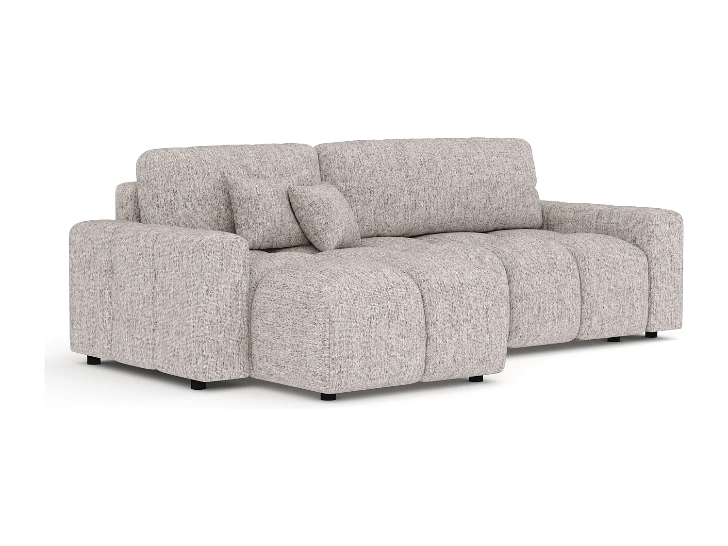 Canapé d'angle convertible Ucci - toile tissée - 4 places - brun clair