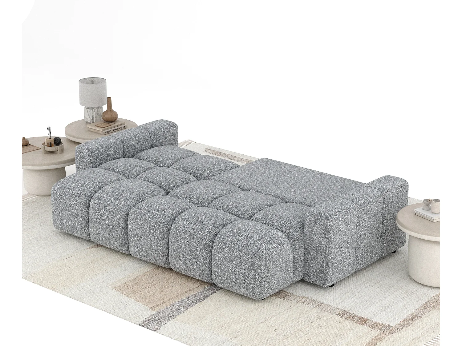 Canapé d'angle convertible Ucci - boucle - 4 places - gris