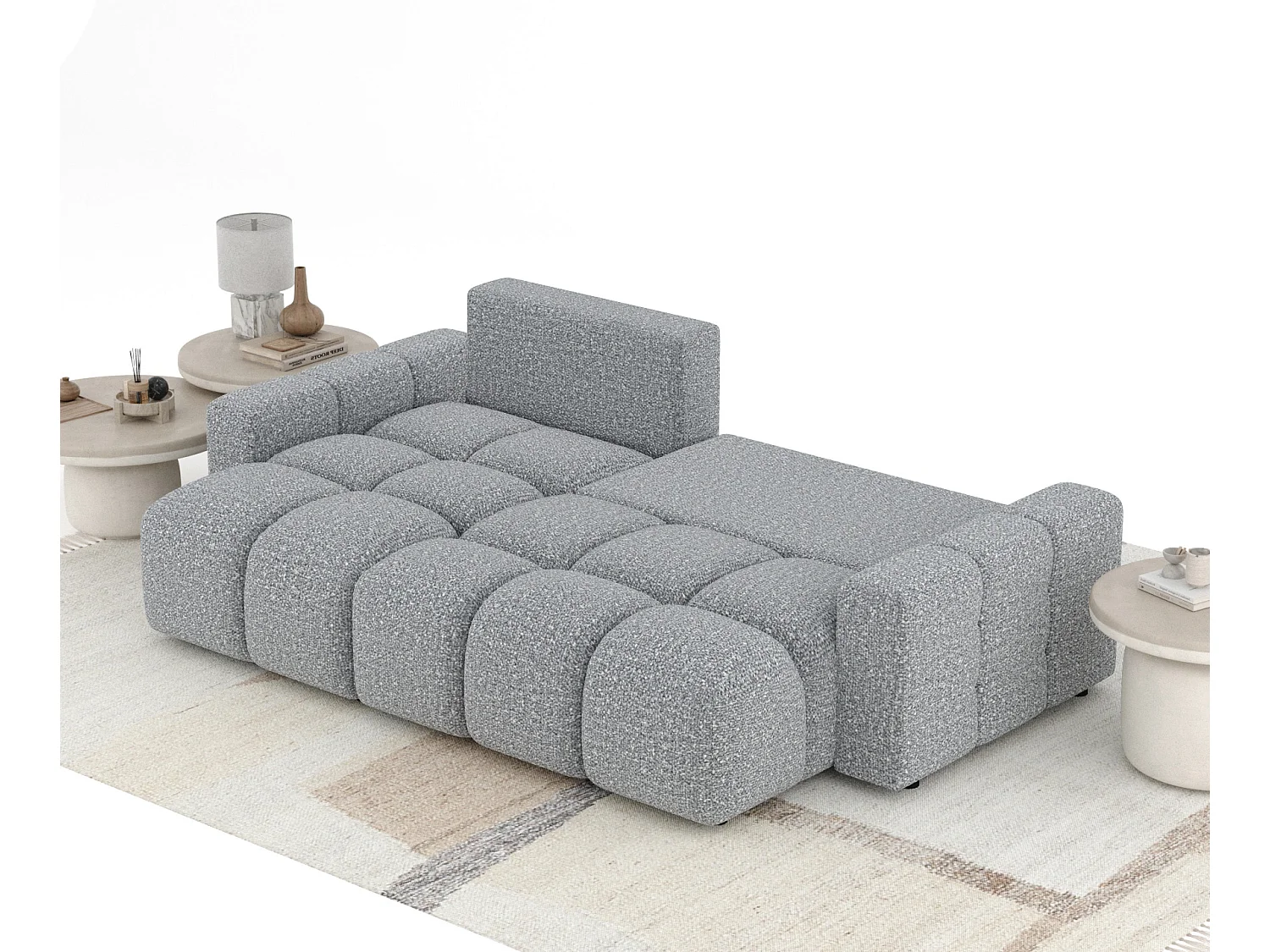 Canapé d'angle convertible Ucci - boucle - 4 places - gris