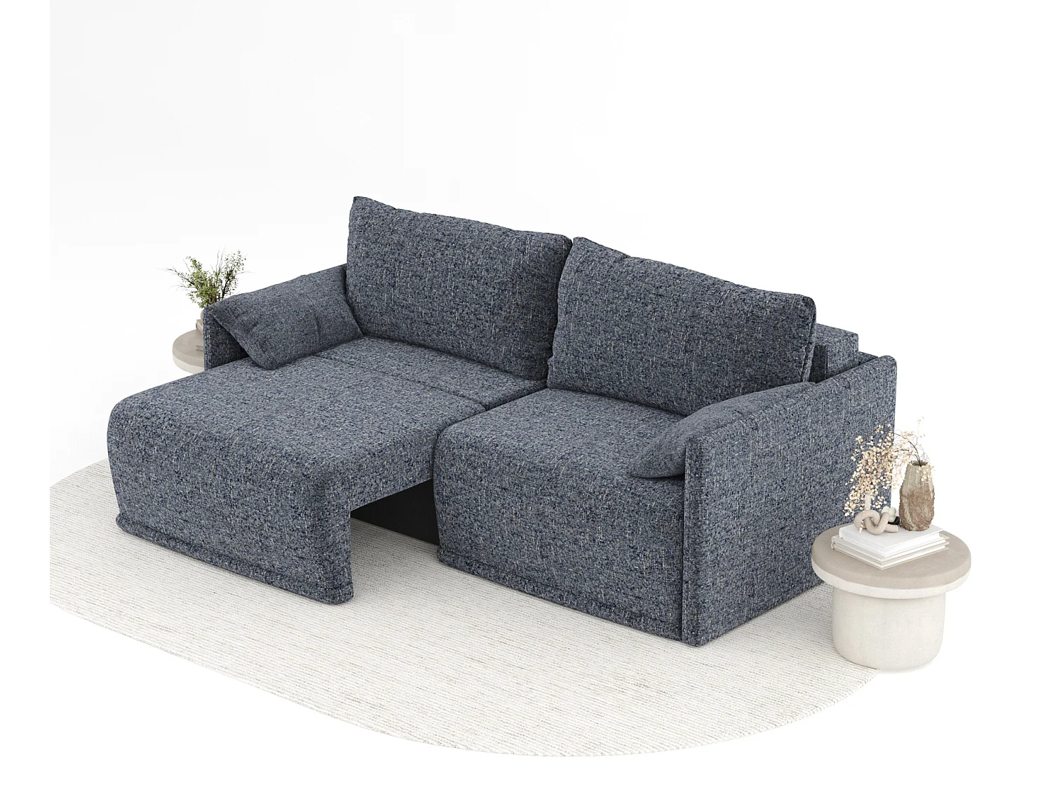 Canapé convertible Nappa - toile tissée - 3 places - bleu marine