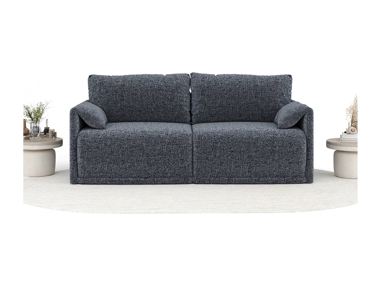 Canapé convertible Nappa - toile tissée - 3 places - bleu marine