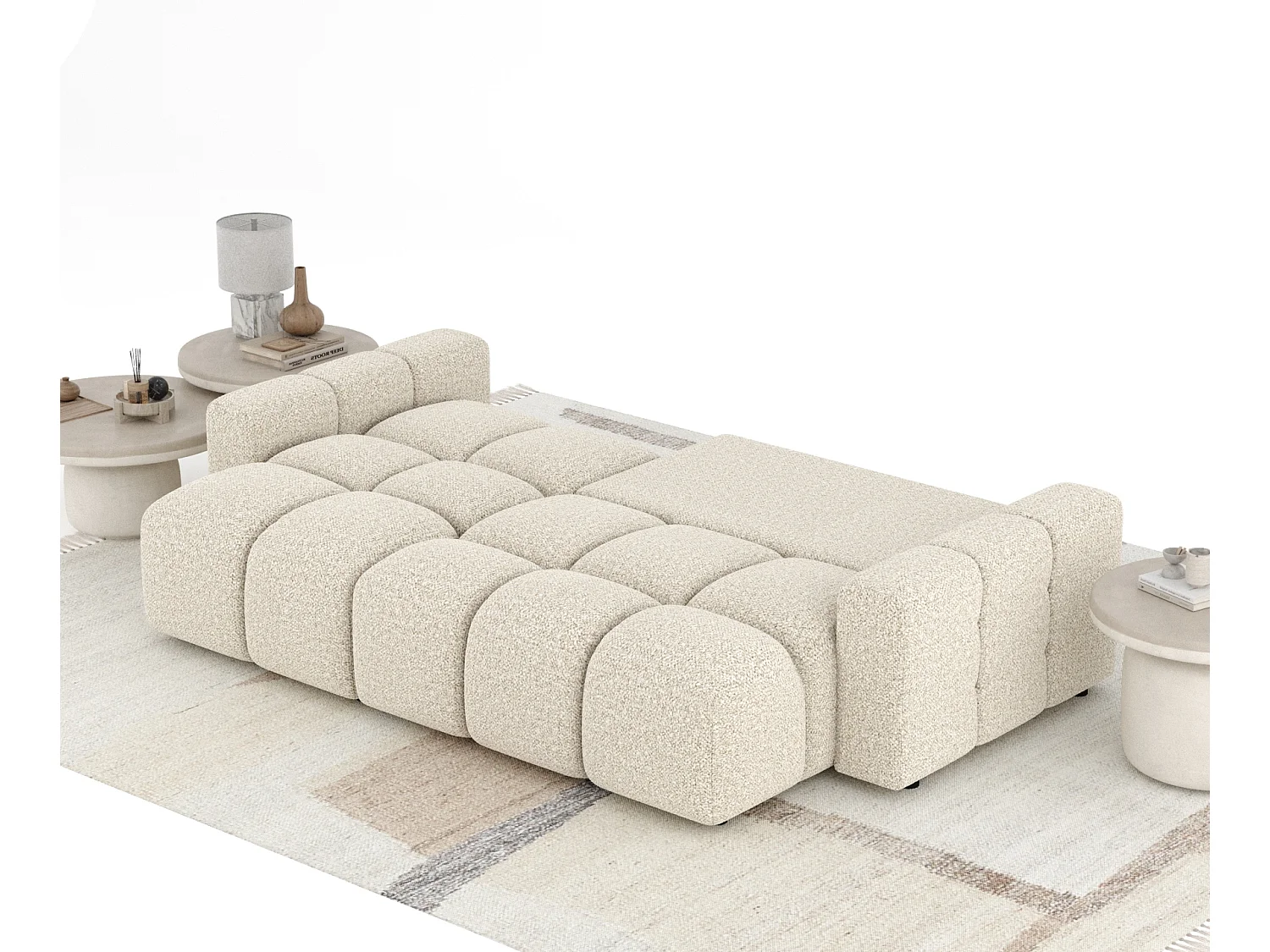 Canapé d'angle convertible Ucci - boucle - 4 places - beige