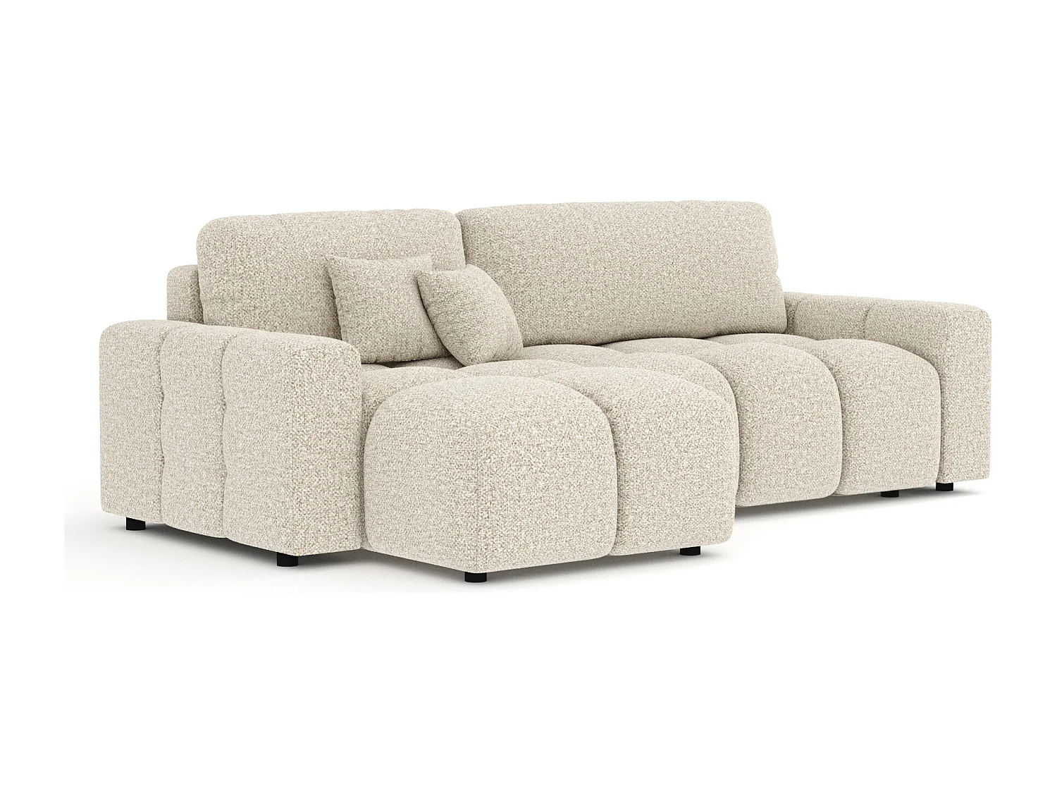 Canapé d'angle convertible Ucci - boucle - 4 places - beige
