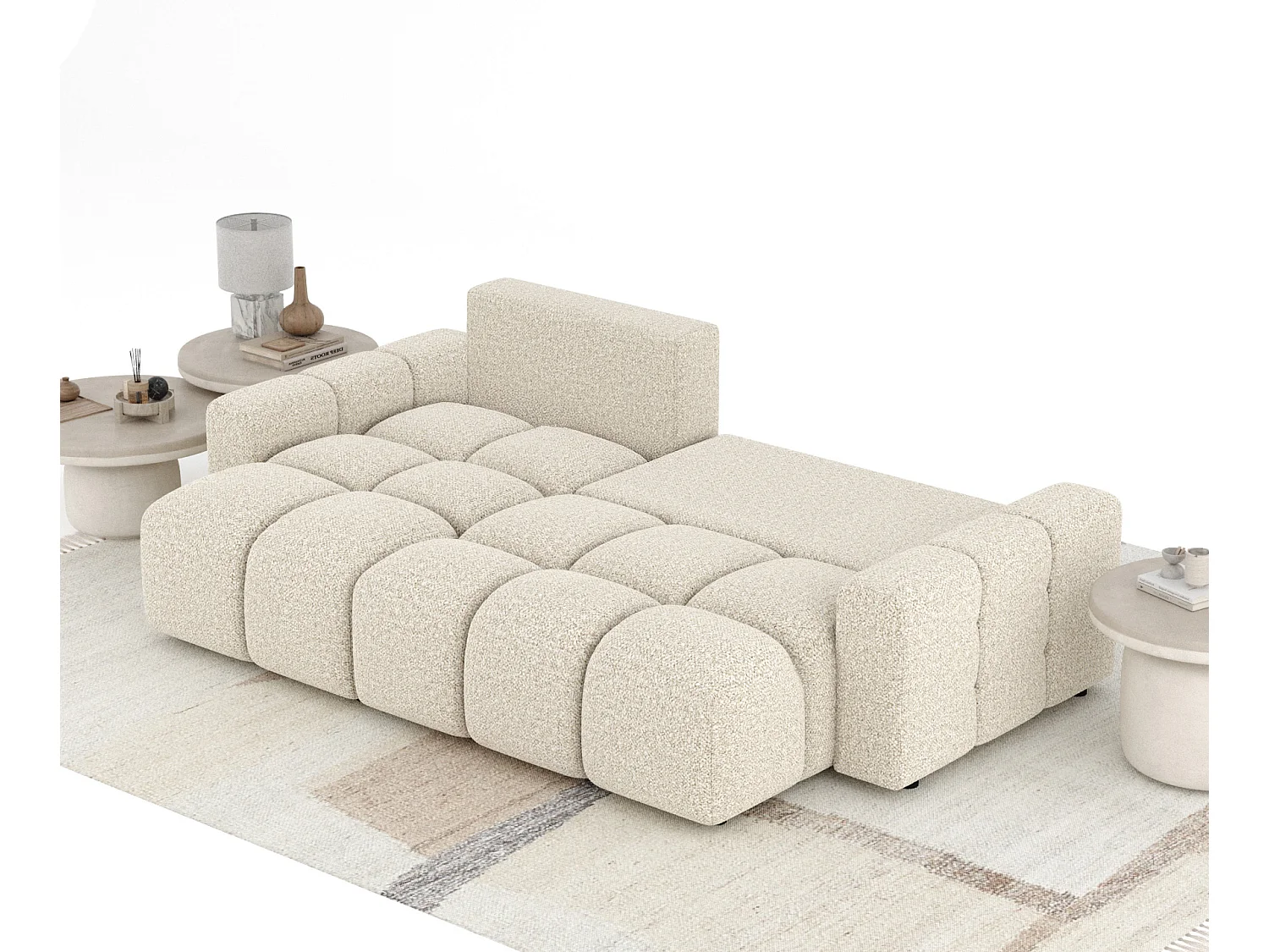 Canapé d'angle convertible Ucci - boucle - 4 places - beige