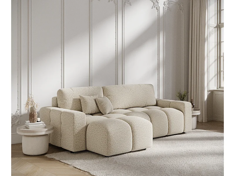 Canapé d'angle convertible Ucci - boucle - 4 places - beige