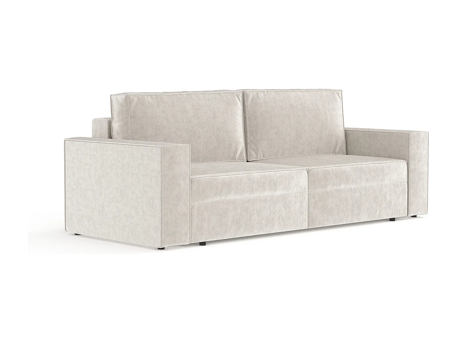 Canapé convertible Leo - velours - 3 places - creme