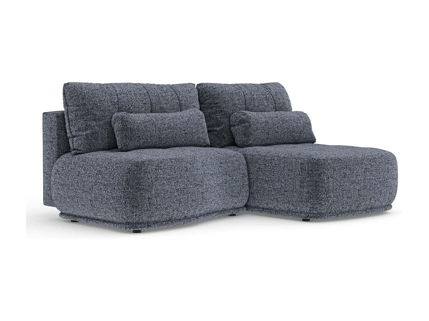 Canapé d'angle convertible Batu - toile tissée - 3 places - bleu marine