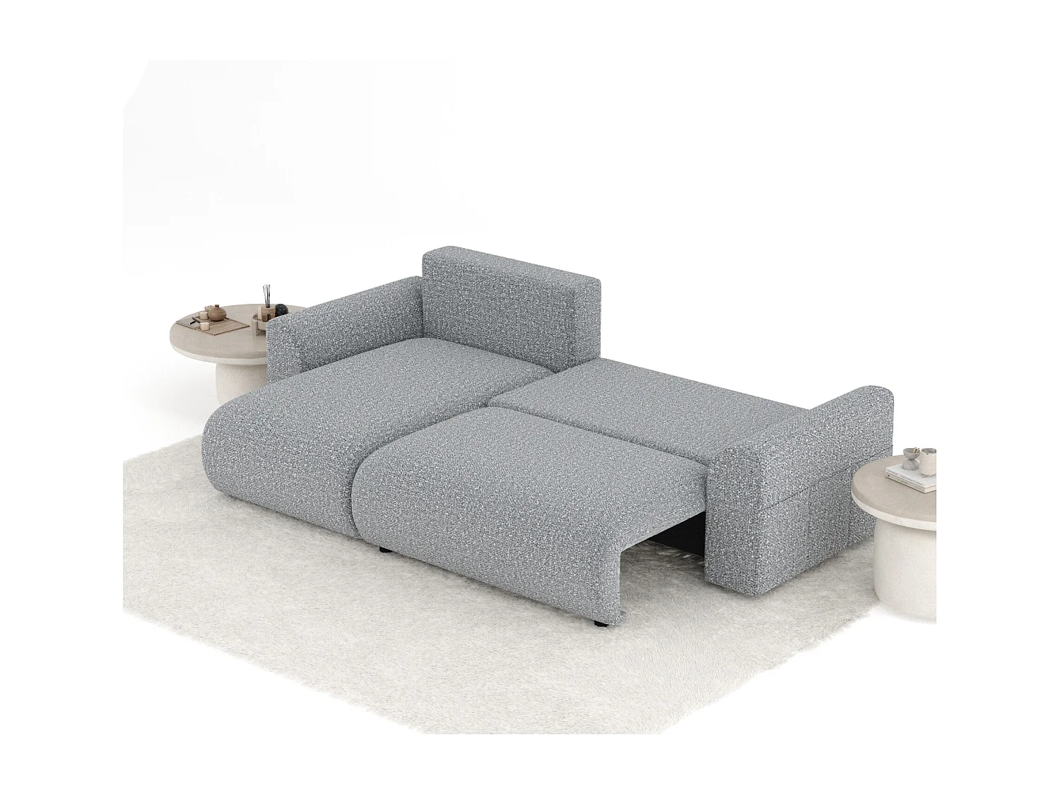 Canapé d'angle convertible Bodega - boucle - 4 places - gris