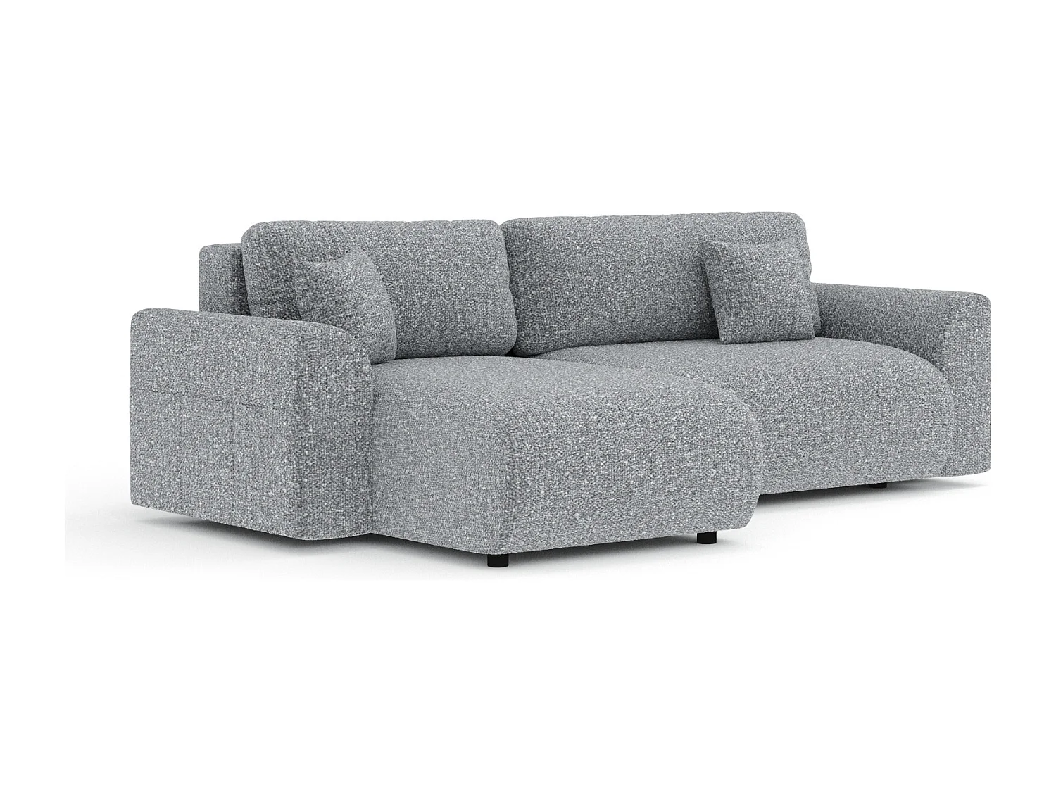 Canapé d'angle convertible Bodega - boucle - 4 places - gris
