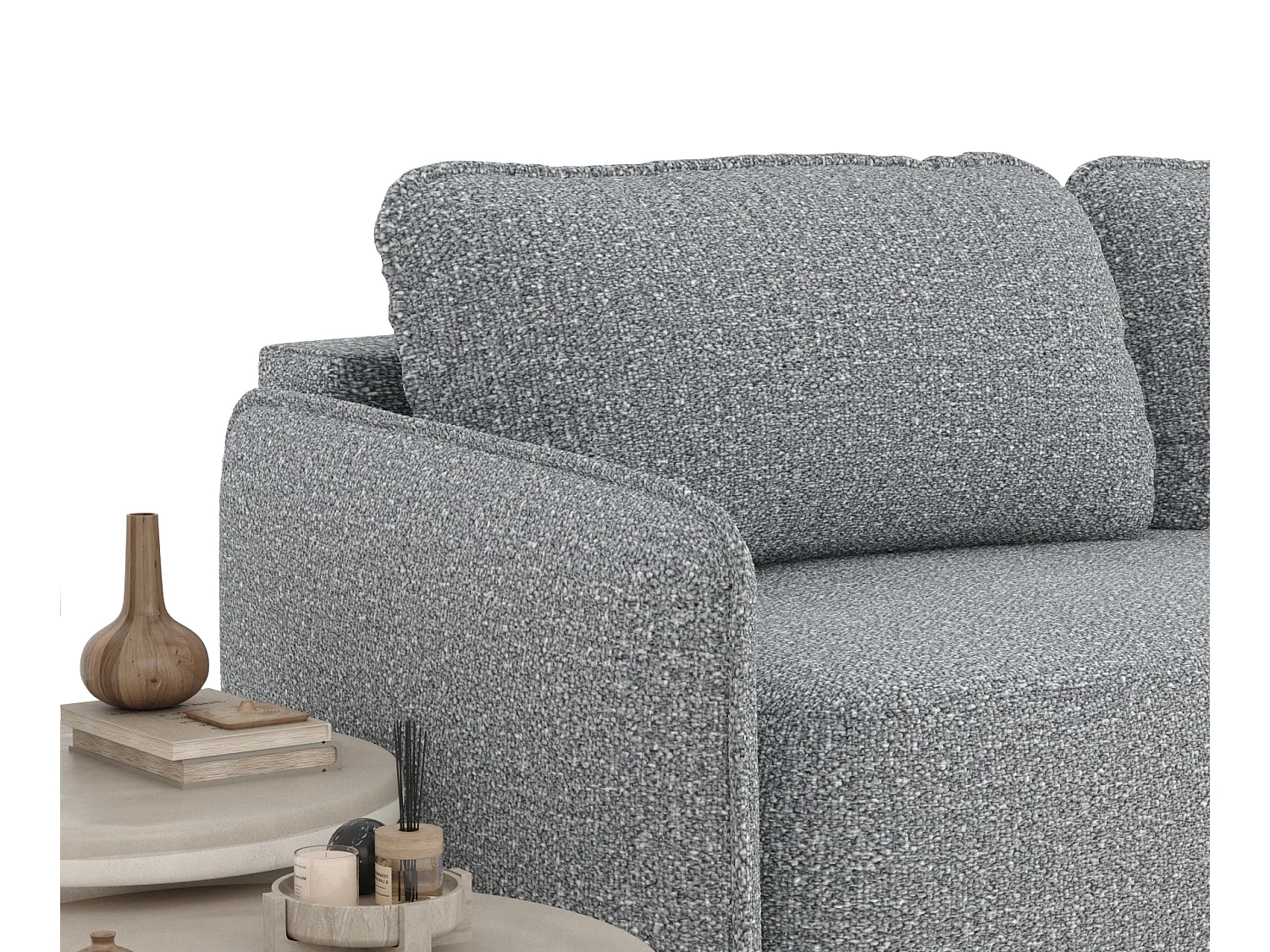 Canapé convertible Mitsis - boucle - 3 places - gris