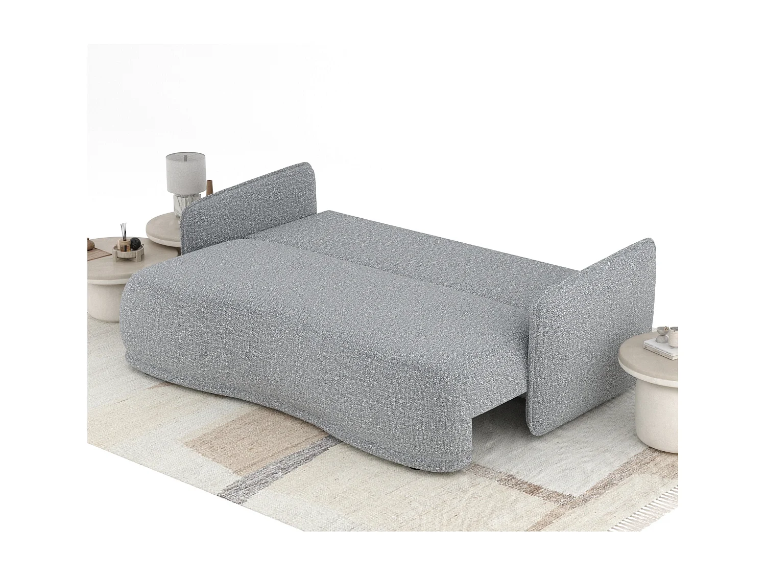 Canapé convertible Mitsis - boucle - 3 places - gris