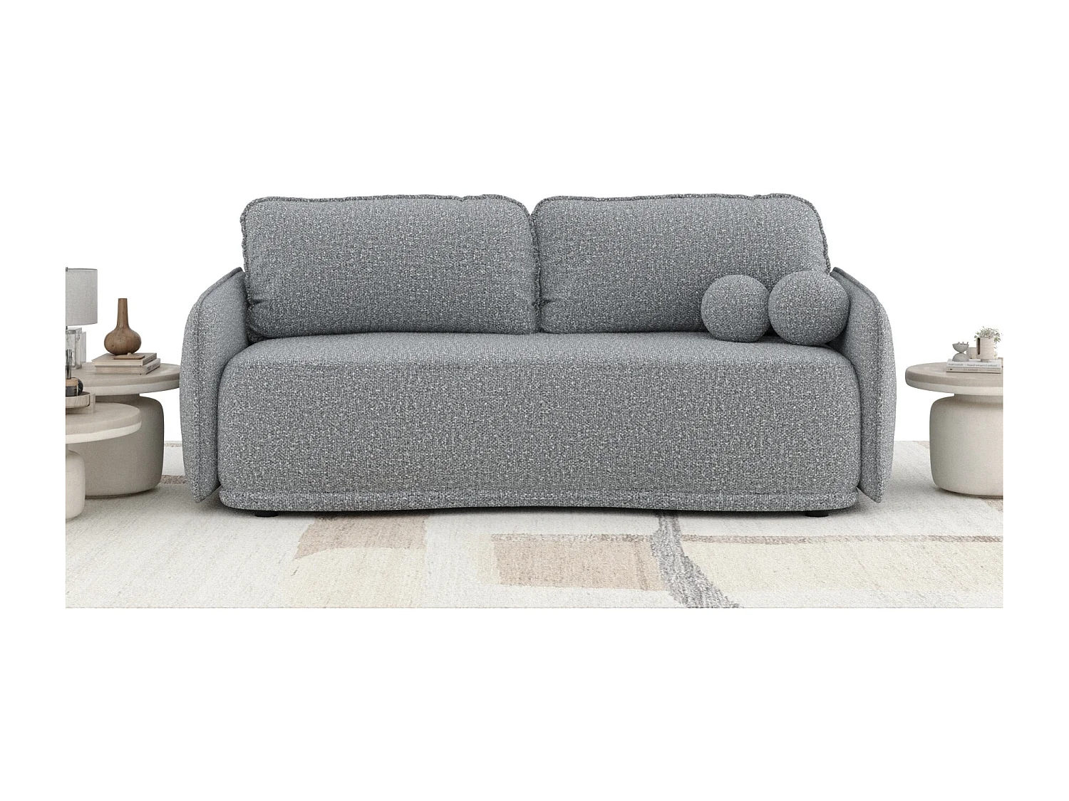 Canapé convertible Mitsis - boucle - 3 places - gris
