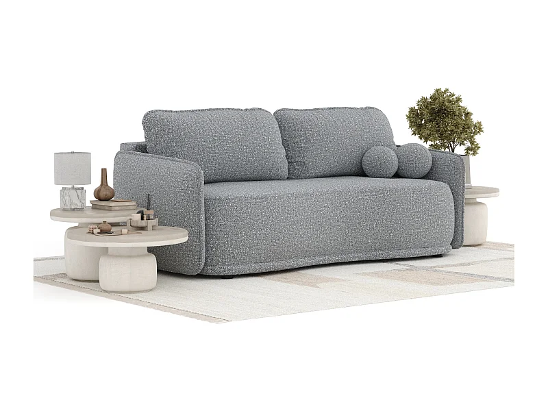 Canapé convertible Mitsis - boucle - 3 places - gris