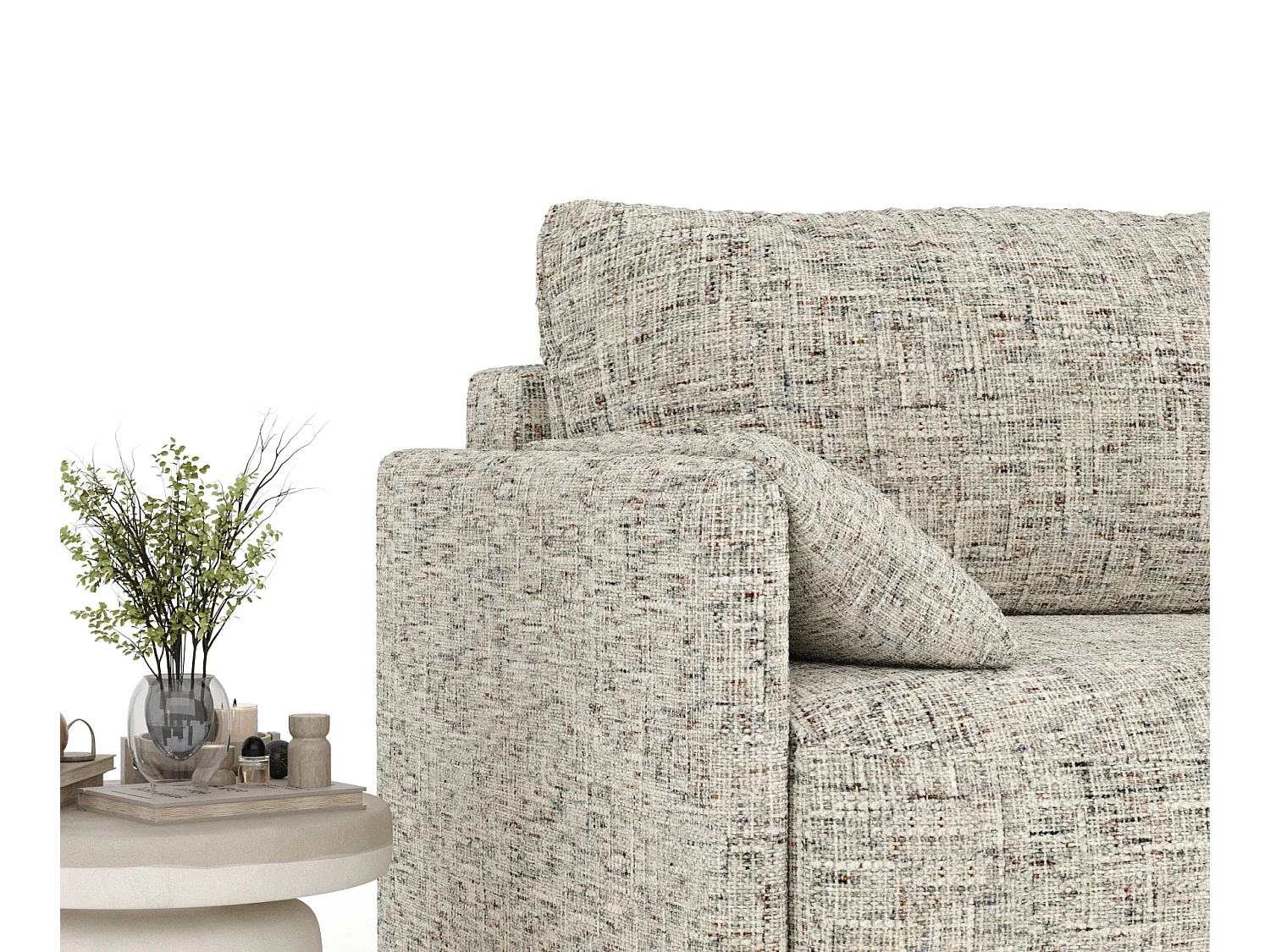 Canapé convertible Nappa - toile tissée - 3 places - beige mélangé