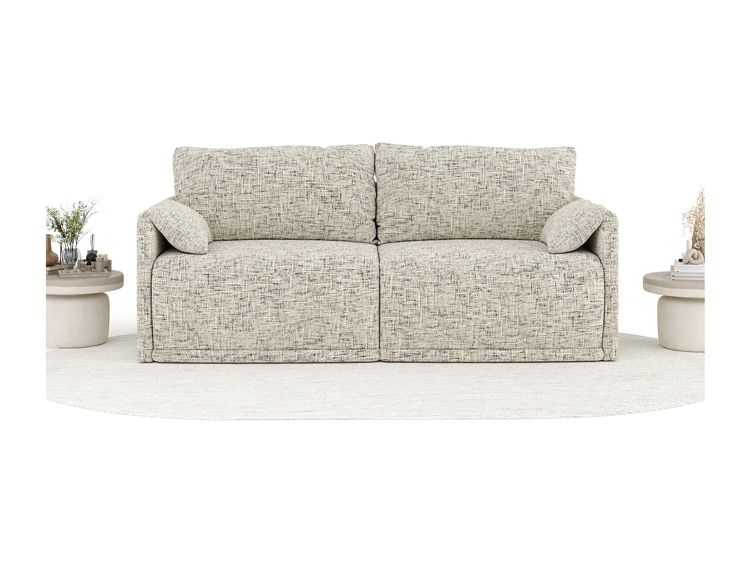 Canapé convertible Nappa - toile tissée - 3 places - beige mélangé