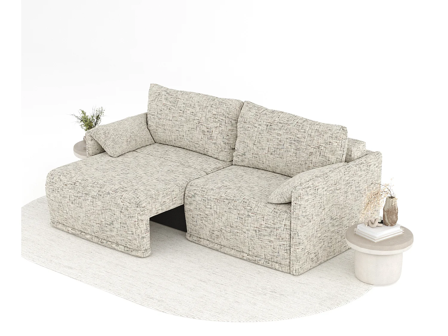 Canapé convertible Nappa - toile tissée - 3 places - beige mélangé