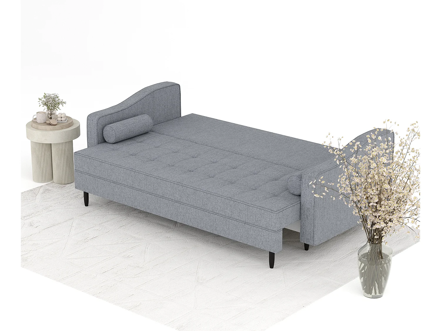 Canapé convertible Zyia - toile tissée - 3 places - gris