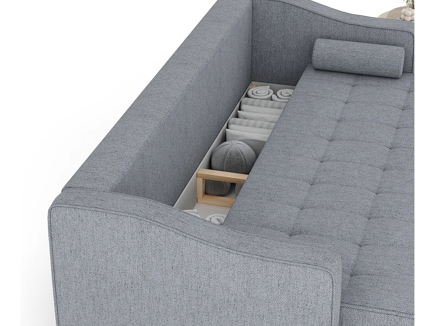 Canapé convertible Zyia - toile tissée - 3 places - gris