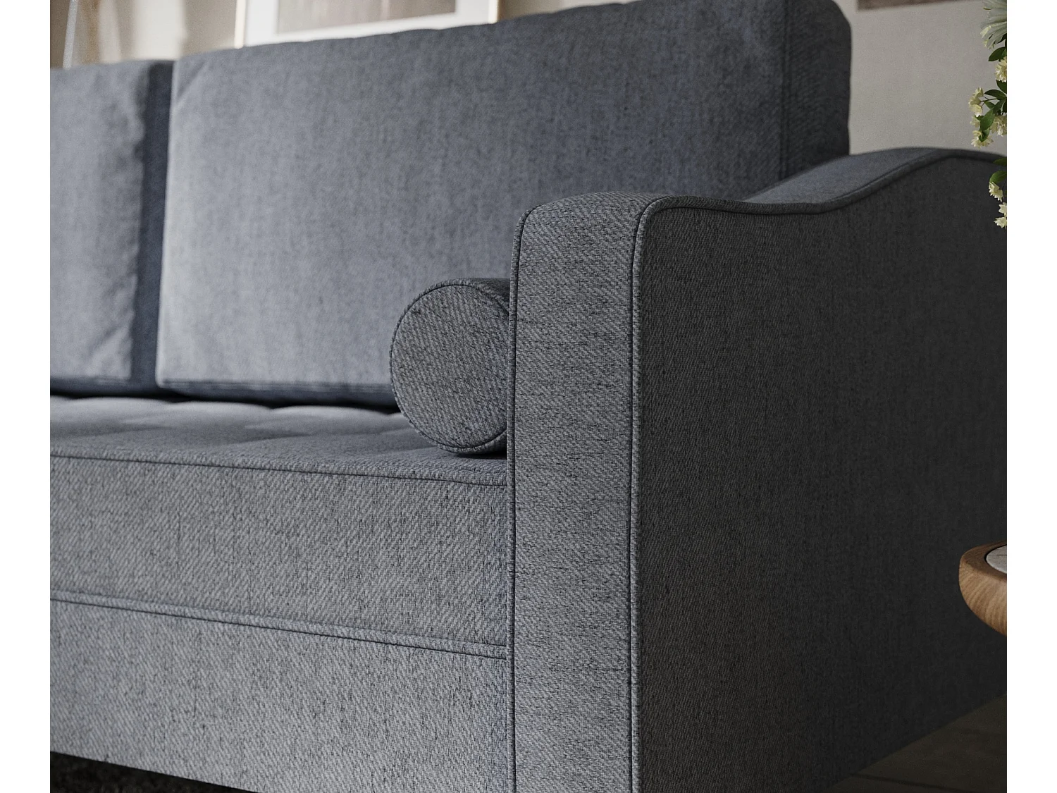 Canapé convertible Zyia - toile tissée - 3 places - gris