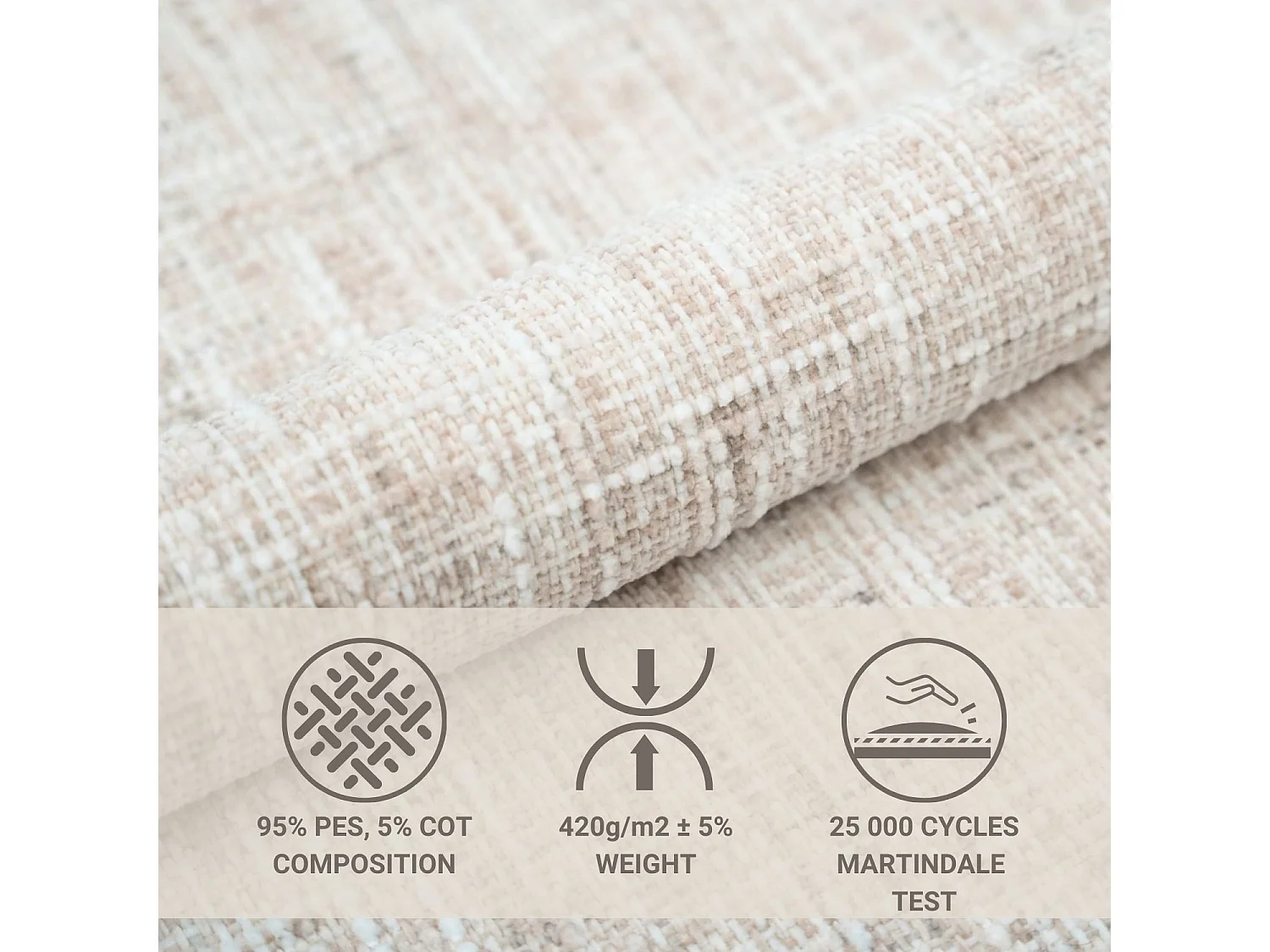 Canapé convertible Mitsis - toile tissée - 3 places - creme