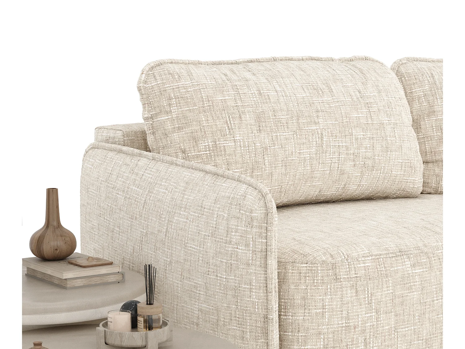 Canapé convertible Mitsis - toile tissée - 3 places - creme