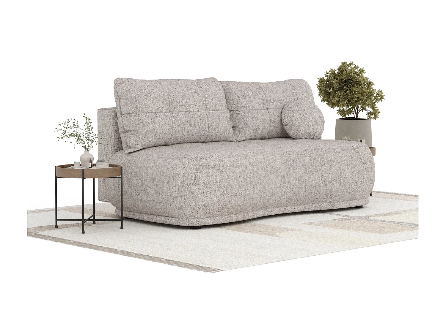 Canapé convertible Cirrus - toile tissée - 3 places - brun claire