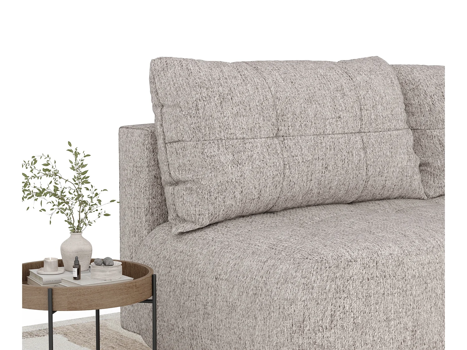 Canapé convertible Cirrus - toile tissée - 3 places - brun claire