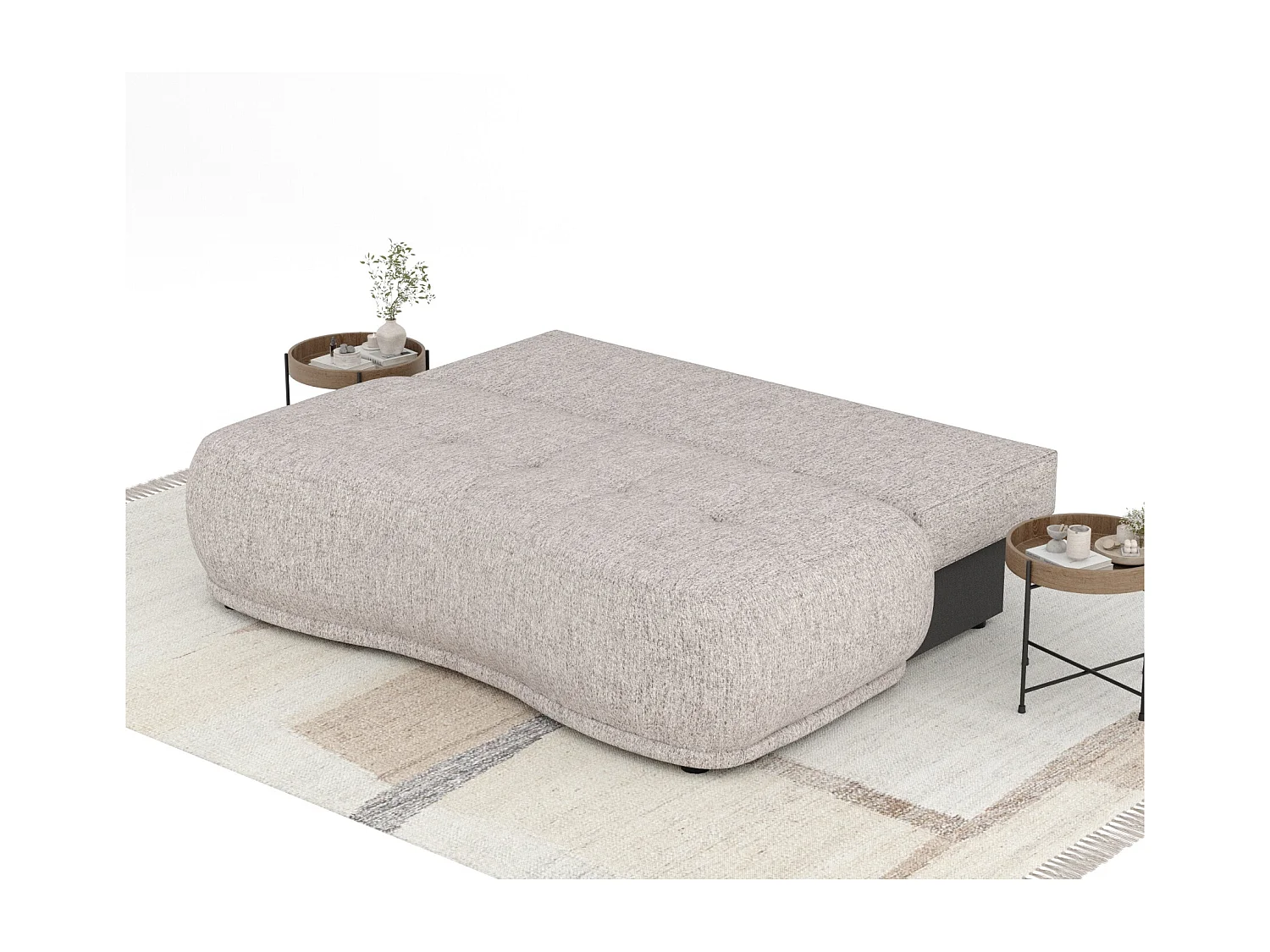 Canapé convertible Cirrus - toile tissée - 3 places - brun claire