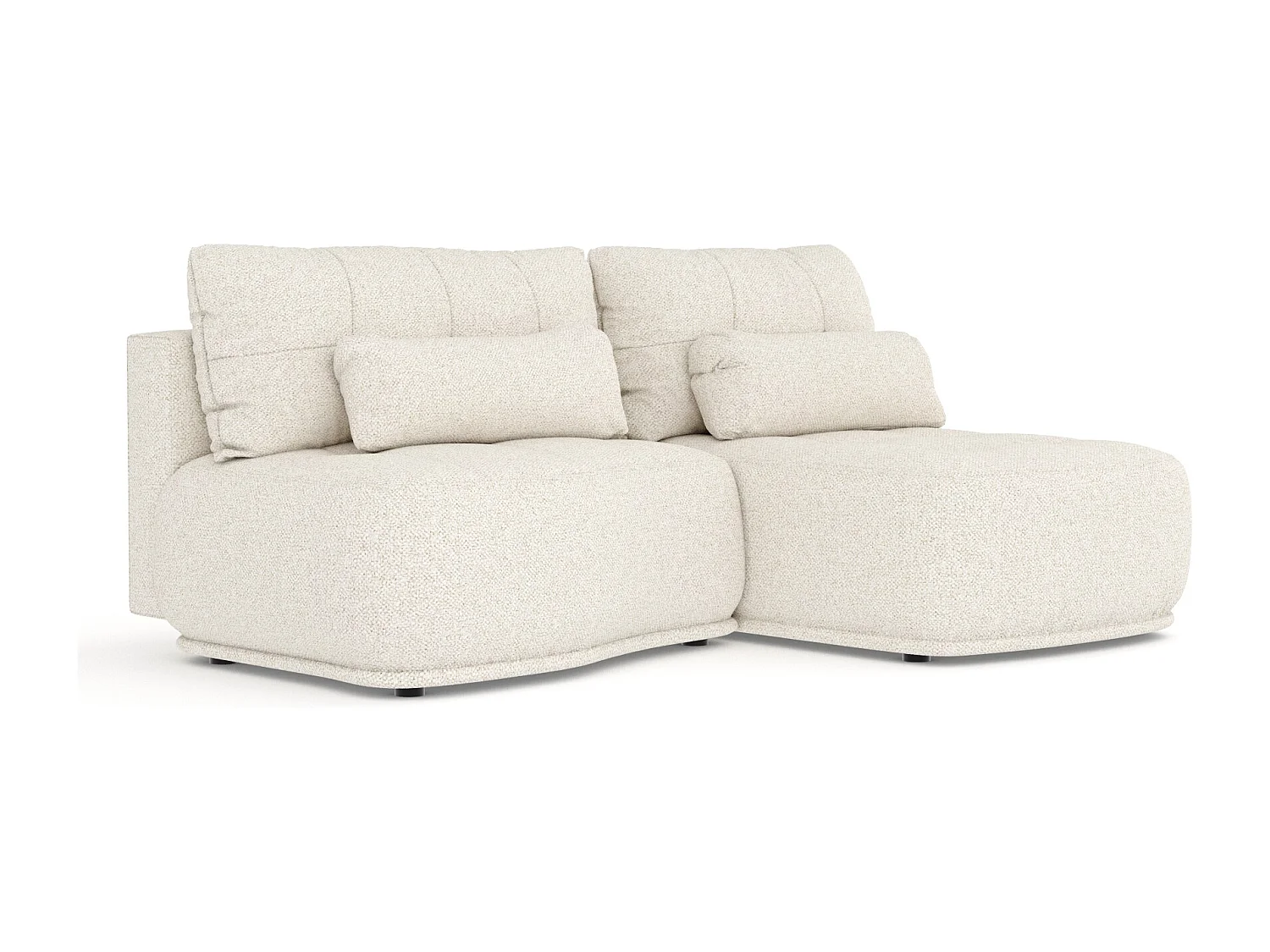 Canapé d'angle convertible Batu - boucle - 3 places - creme