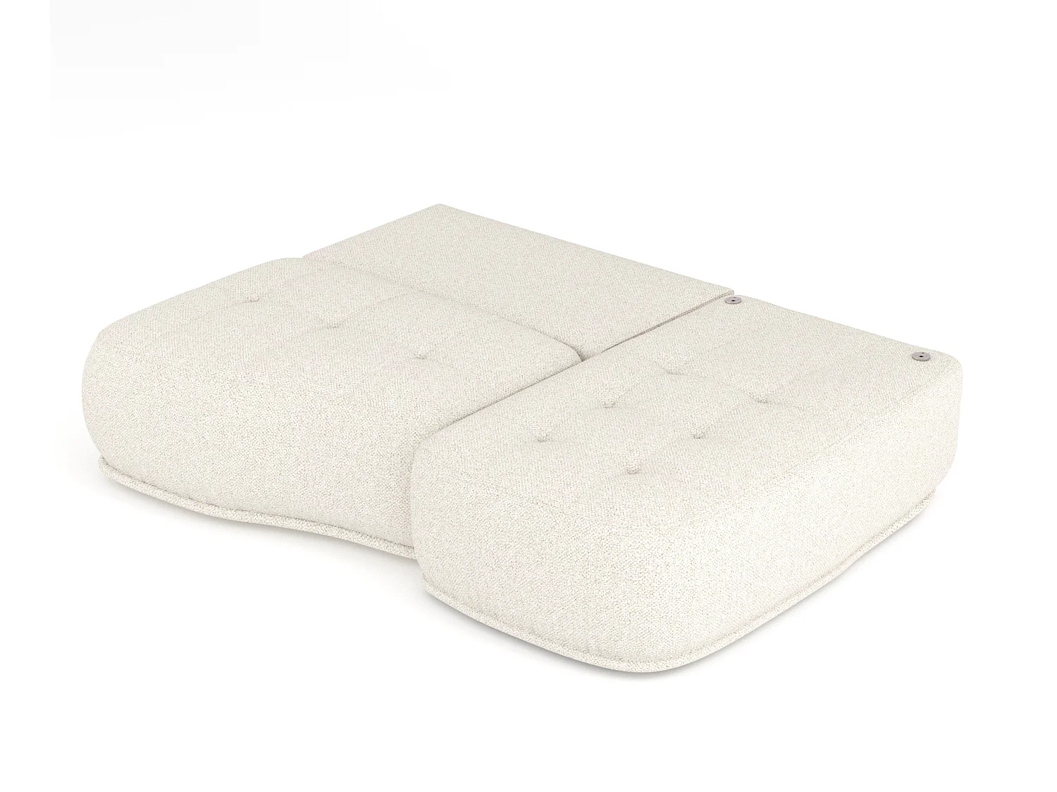 Canapé d'angle convertible Batu - boucle - 3 places - creme