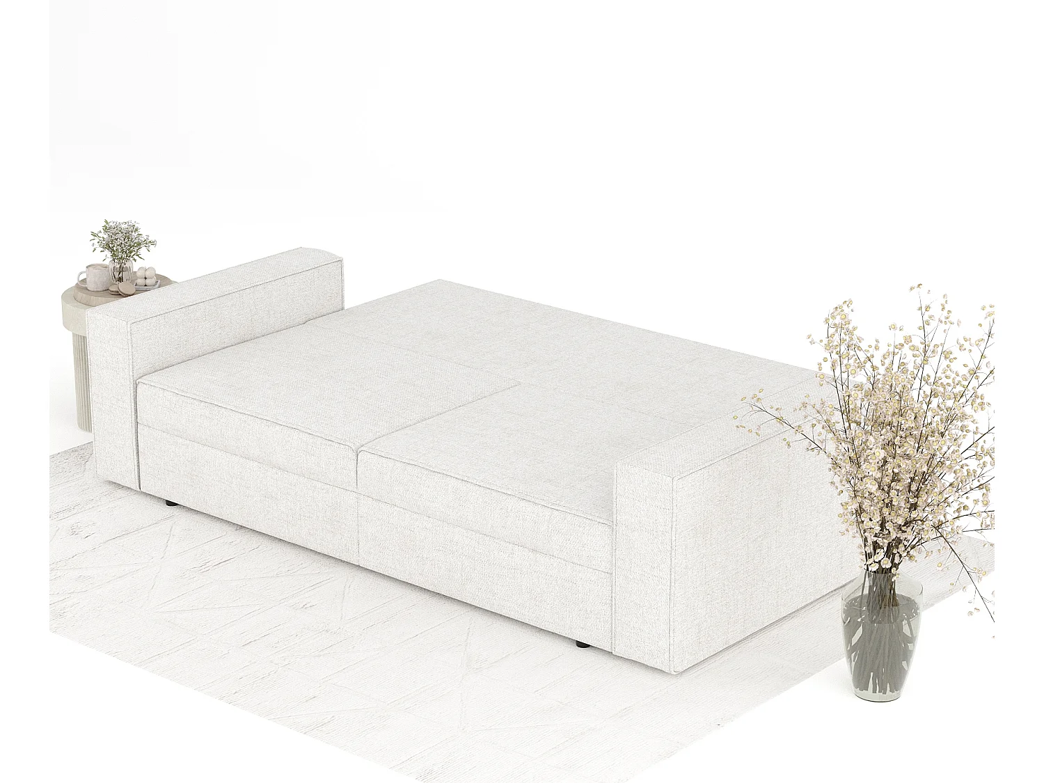 Canapé convertible Leo - toile tissée - 3 places - creme