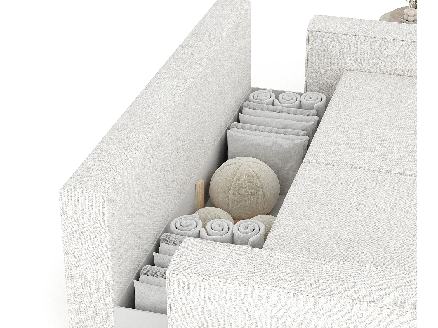 Canapé convertible Leo - toile tissée - 3 places - creme