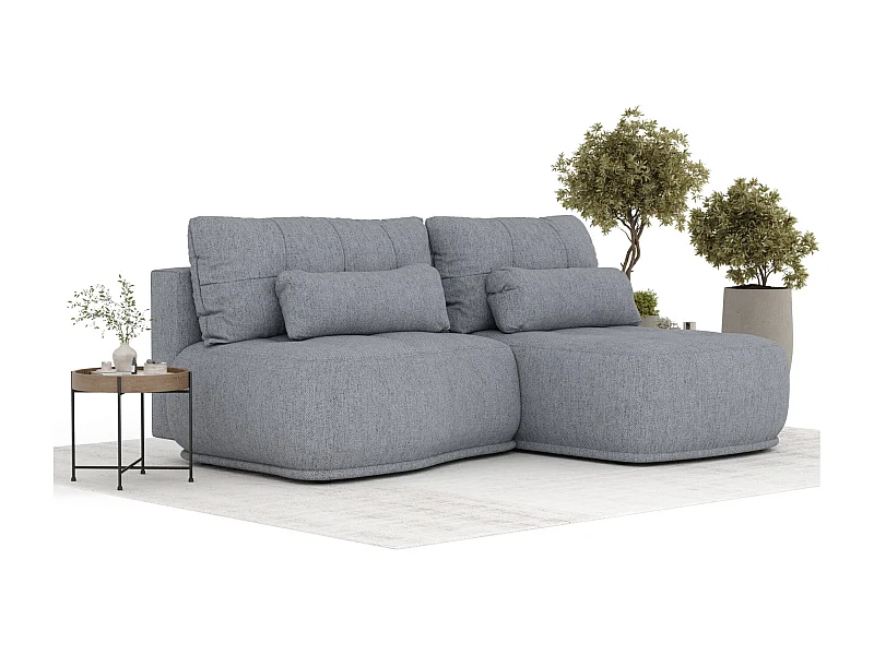 Ecksofa mit Schlaffunktion Batu - Webstoff - Drei-Personen - grau