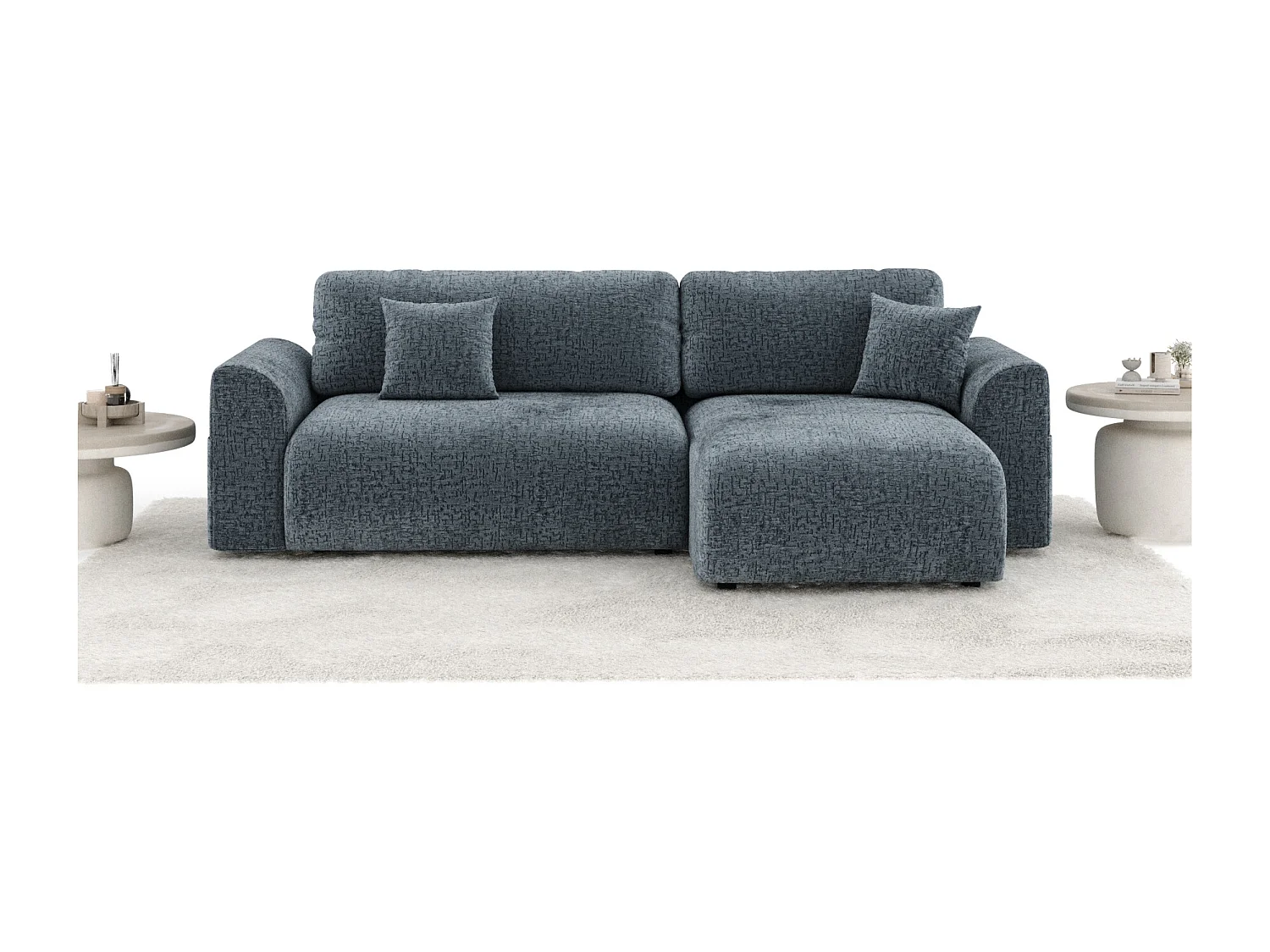 Canapé d'angle convertible Bodega - chenille - 4 places - gris