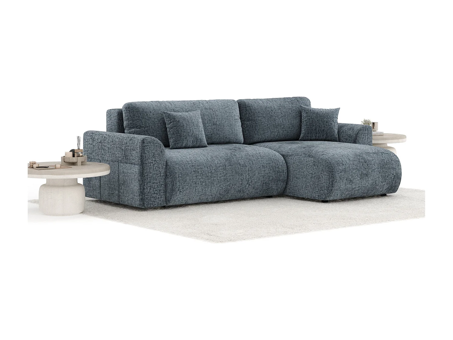 Canapé d'angle convertible Bodega - chenille - 4 places - gris