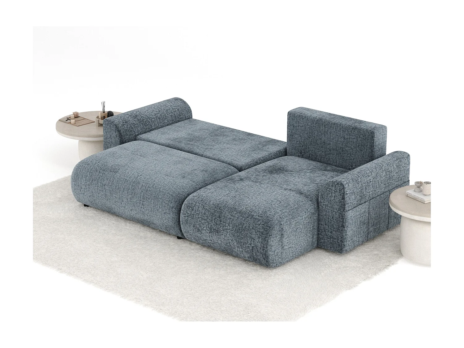 Canapé d'angle convertible Bodega - chenille - 4 places - gris