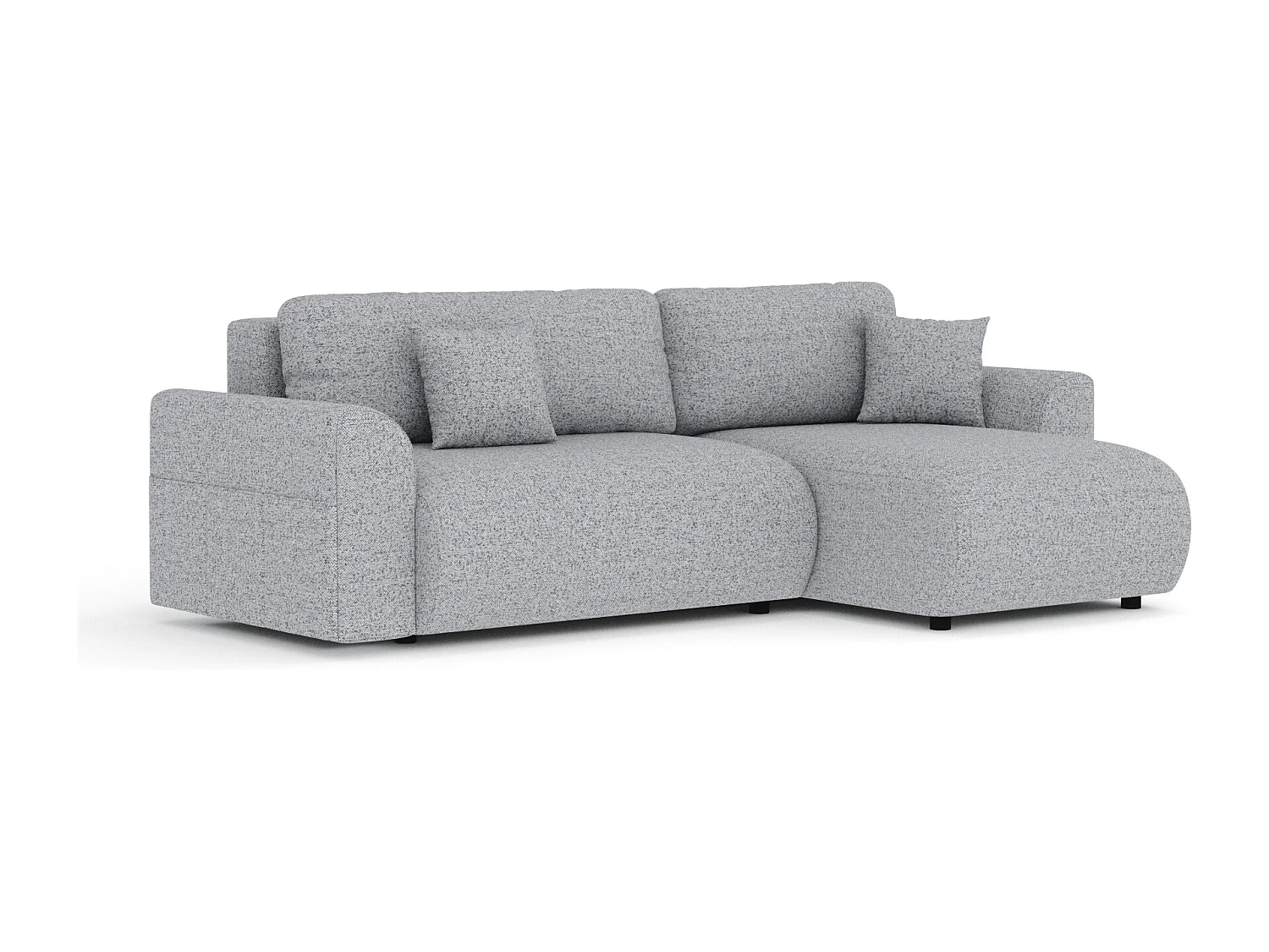 Canapé d'angle convertible Bodega - toile tissée - 4 places - gris